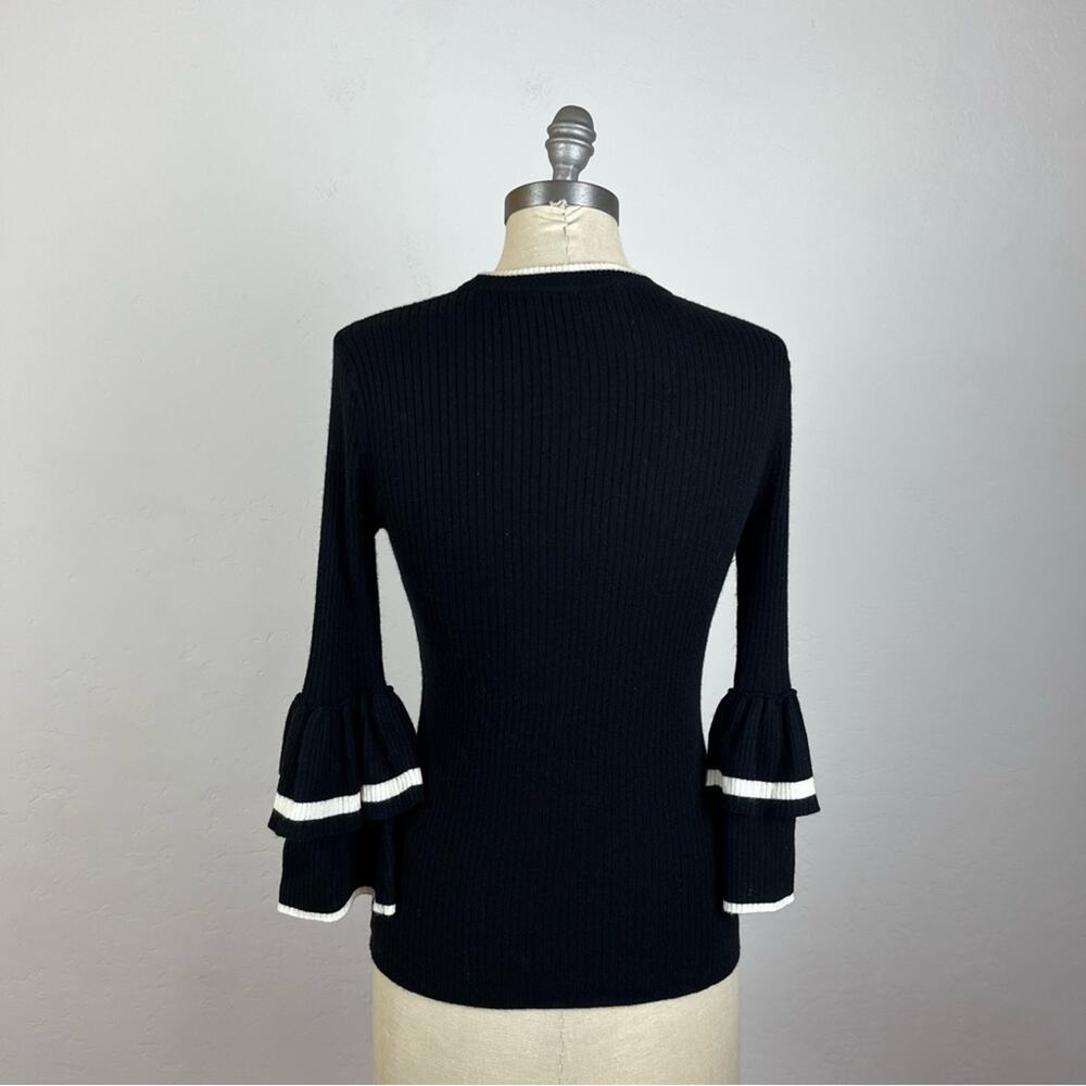 FRAME Ruffle-Cuff Rib-Knit Wool Sweater - Picture 6 of 8